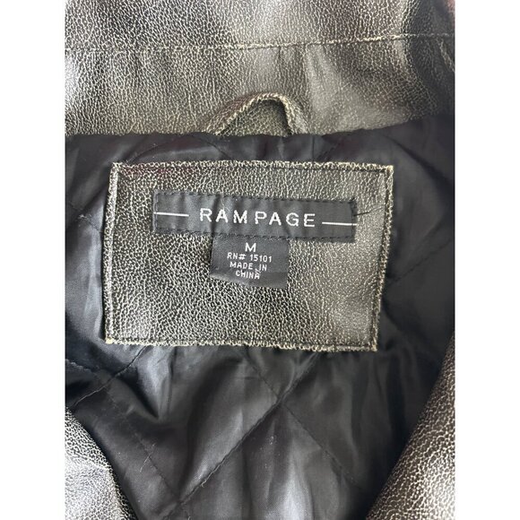 Rampage Women's Black Motorcycle Jacket Leather Zipped Pockets Full-Zip M (A-8) - Picture 6 of 7